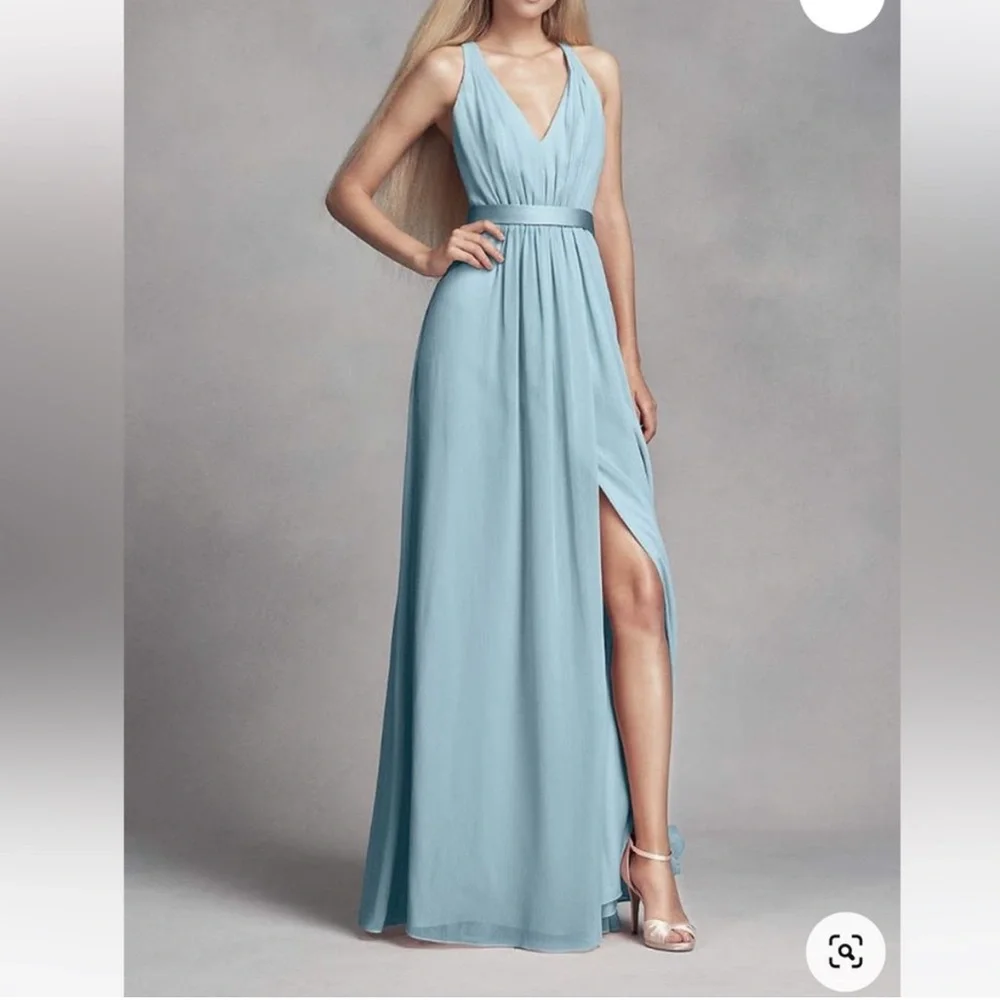 strapless dress white Chiffon A-line Gown by Amoris T703W slimsation-by-multiples Featuring a boned corset Color:Eclipse Black Velvet Flutter Sleeve